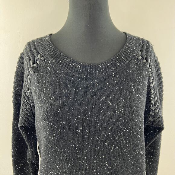 GENERATION LOVE Black Wool Blend Eleanor Whip Stitch Long Sleeve Sweater Size S - Picture 3 of 9